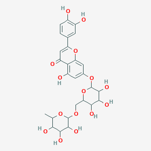 molecular formula C27H30O15 B13843796 2-(3,4-Dihydroxyphenyl)-5-hydroxy-7-[3,4,5-trihydroxy-6-[(3,4,5-trihydroxy-6-methyloxan-2-yl)oxymethyl]oxan-2-yl]oxychromen-4-one 