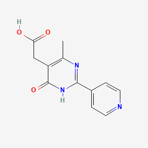 molecular formula C12H11N3O3 B1384386 2-[4-甲基-6-氧代-2-(吡啶-4-基)-1,6-二氢嘧啶-5-基]乙酸 CAS No. 1146290-12-1