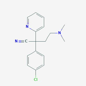 molecular formula C17H18ClN3 B138439 2-(4-Chlorophenyl)-4-(dimethylamino)-2-(pyridin-2-YL)butanenitrile CAS No. 65676-21-3