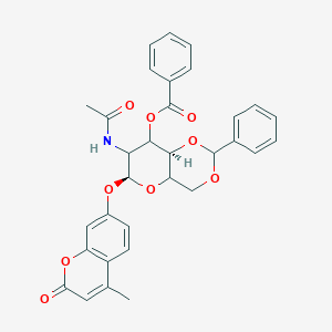molecular formula C32H29NO9 B13843985 [(6S,8aR)-7-acetamido-6-(4-methyl-2-oxochromen-7-yl)oxy-2-phenyl-4,4a,6,7,8,8a-hexahydropyrano[3,2-d][1,3]dioxin-8-yl] benzoate 