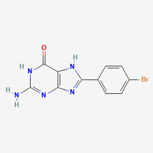 molecular formula C11H8BrN5O B1384404 6H-嘌呤-6-酮，2-氨基-8-(4-溴苯基)-1,9-二氢- CAS No. 79953-09-6