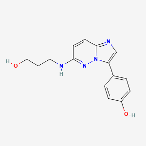 molecular formula C15H16N4O2 B1384407 4-(6-(3-Hydroxypropylamino)imidazo[1,2-b]pyridazin-3-yl)phenol CAS No. 1012344-09-0