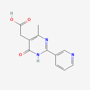 molecular formula C12H11N3O3 B1384416 2-[4-Methyl-6-oxo-2-(pyridin-3-yl)-1,6-dihydropyrimidin-5-yl]acetic acid CAS No. 1118787-12-4