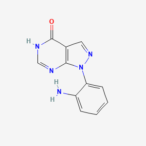 molecular formula C11H9N5O B1384417 1-(2-aminophenyl)-1H,4H,5H-pyrazolo[3,4-d]pyrimidin-4-one CAS No. 1087784-31-3
