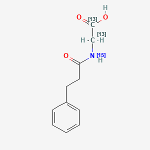 molecular formula C11H13NO3 B13844242 N-(3-Phenylpropionyl)glycine-3C2,15N 