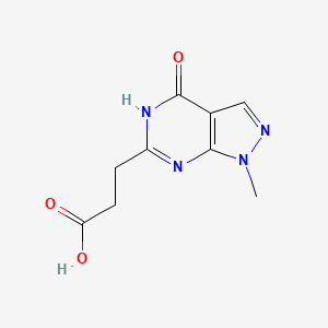 molecular formula C9H10N4O3 B1384468 3-{1-methyl-4-oxo-1H,4H,5H-pyrazolo[3,4-d]pyrimidin-6-yl}propanoic acid CAS No. 1000931-71-4