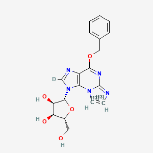 molecular formula C19H19N5O5 B13844681 O6-Benzyl-N2,3-etheno Guanosine-13C2,d 