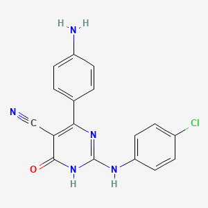 B1384471 4-(4-Aminophenyl)-2-[(4-chlorophenyl)amino]-6-oxo-1,6-dihydropyrimidine-5-carbonitrile CAS No. 1582770-03-3