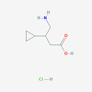 molecular formula C7H14ClNO2 B13844721 beta-(Aminomethyl)cyclopropanepropanoic Acid Hydrochloride 