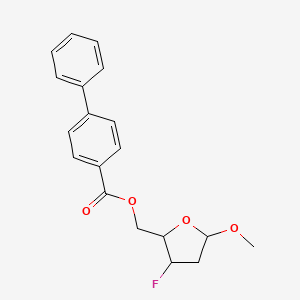 molecular formula C19H19FO4 B13844727 Methyl 2,3-dideoxy-3-fluoro-5-O-(4-phenylbenzoyl)-beta-D-erythro pentofuranoside 