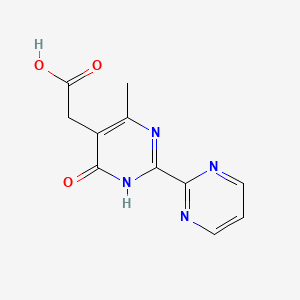 B1384480 2-[6-Methyl-4-oxo-2-(pyrimidin-2-yl)-1,4-dihydropyrimidin-5-yl]acetic acid CAS No. 1240529-49-0