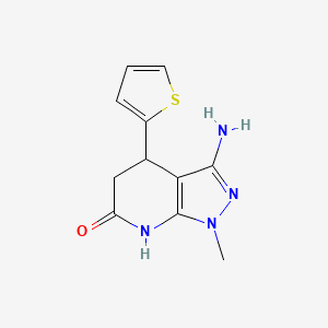 molecular formula C11H12N4OS B1384488 3-amino-1-methyl-4-(2-thienyl)-1,4,5,7-tetrahydro-6H-pyrazolo[3,4-b]pyridin-6-one CAS No. 1105190-99-5