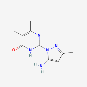 molecular formula C10H13N5O B1384503 2-(5-amino-3-methyl-1H-pyrazol-1-yl)-5,6-dimethylpyrimidin-4(3H)-one CAS No. 1350989-15-9