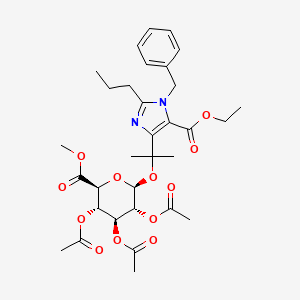 molecular formula C32H42N2O12 B13845307 N-Benzyl 1-Methylethyl-2-propyl-1H-imidazole-5-carboxylic Acid Ethyl Ester 2,3,4-Tri-O-acetyl-beta-D-glucuronide Methyl Ester 