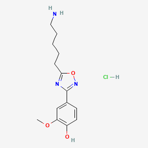 molecular formula C14H20ClN3O3 B1384545 4-[5-(5-Aminopentyl)-1,2,4-oxadiazol-3-yl]-2-methoxyphenol hydrochloride CAS No. 1281192-35-5