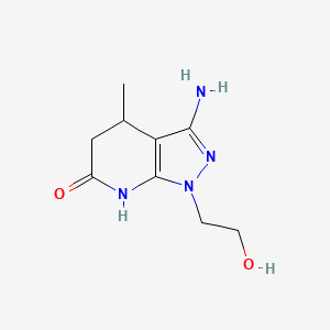 molecular formula C9H14N4O2 B1384547 3-amino-1-(2-hydroxyethyl)-4-methyl-1,4,5,7-tetrahydro-6H-pyrazolo[3,4-b]pyridin-6-one CAS No. 1395786-33-0