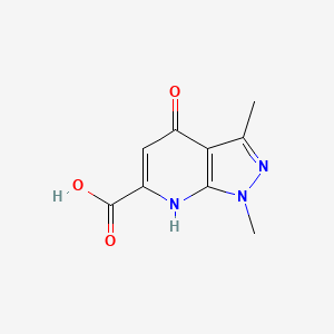 molecular formula C9H9N3O3 B1384559 1,3-dimethyl-4-oxo-1H,4H,7H-pyrazolo[3,4-b]pyridine-6-carboxylic acid CAS No. 1375474-42-2