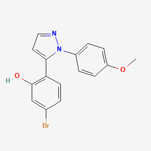 molecular formula C16H13BrN2O2 B1384560 5-Bromo-2-(1-(4-methoxyphenyl)-1H-pyrazol-5-yl)phenol CAS No. 1202029-16-0