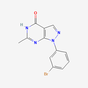 molecular formula C12H9BrN4O B1384563 1-(3-bromophenyl)-6-methyl-1H,4H,5H-pyrazolo[3,4-d]pyrimidin-4-one CAS No. 1156999-03-9