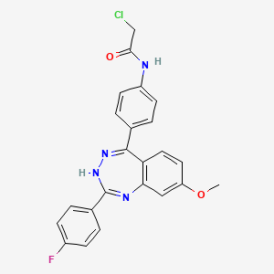 molecular formula C23H18ClFN4O2 B1384632 2-Chloro-N-{4-[2-(4-fluorophenyl)-8-methoxy-3H-1,3,4-benzotriazepin-5-yl]phenyl}acetamide CAS No. 2173136-71-3