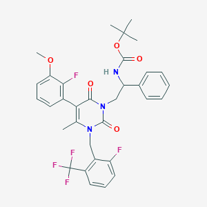molecular formula C33H32F5N3O5 B1384654 (R)-3-[2-(Boc-amino)-2-phenylethyl]-5-(2-fluoro-3-methoxyphenyl)-1-[2-fluoro-6-(trifluoromethyl)benzyl]-6-methylpyrimidine-2,4(1H,3H)-dione CAS No. 830346-51-5