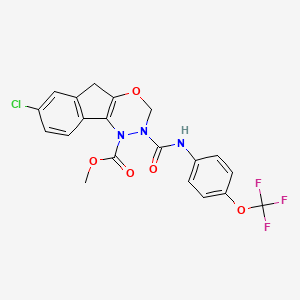 molecular formula C20H15ClF3N3O5 B13846607 Methyl 7-chloro-2-[[4-(trifluoromethoxy)phenyl]carbamoyl]-3,5-dihydroindeno[1,2-e][1,3,4]oxadiazine-1-carboxylate CAS No. 2133005-33-9