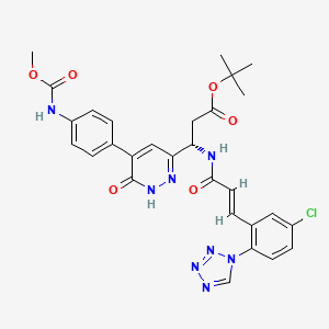 Tert-butyl (3S)-3-[[(E)-3-[5-chloro-2-(tetrazol-1-yl)phenyl]prop-2-enoyl]amino]-3-[5-[4-(methoxycarbonylamino)phenyl]-6-oxo-1H-pyridazin-3-yl]propanoate