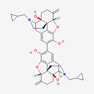 molecular formula C42H48N2O6 B13846785 (4aS,7aS,12bS)-10-[(4R,4aS,7aS,12bS)-3-(cyclopropylmethyl)-4a,9-dihydroxy-7-methylidene-2,4,5,6,7a,13-hexahydro-1H-4,12-methanobenzofuro[3,2-e]isoquinolin-10-yl]-3-(cyclopropylmethyl)-7-methylidene-2,4,5,6,7a,13-hexahydro-1H-4,12-methanobenzofuro[3,2-e]isoquinoline-4a,9-diol 