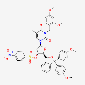 molecular formula C46H45N3O13S B13846847 [(2S,3R,5S)-2-[[bis(4-methoxyphenyl)-phenylmethoxy]methyl]-5-[3-[(2,4-dimethoxyphenyl)methyl]-5-methyl-2,4-dioxopyrimidin-1-yl]oxolan-3-yl] 4-nitrobenzenesulfonate 