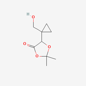 molecular formula C9H14O4 B13847070 5-(1-(Hydroxymethyl)cyclopropyl)-2,2-dimethyl-1,3-dioxolan-4-one 