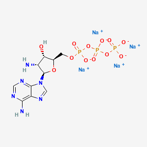 molecular formula C10H13N6Na4O12P3 B1384727 Sodium ((2R,3S,4R,5R)-4-amino-5-(6-amino-9H-purin-9-yl)-3-hydroxytetrahydrofuran-2-yl)methyl triphosphate CAS No. 61468-88-0