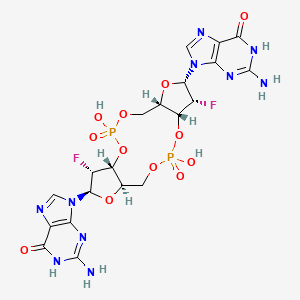 molecular formula C20H22F2N10O12P2 B13847567 2-amino-9-[(1R,6S,8S,9R,10R,15R,17R,18R)-17-(2-amino-6-oxo-1H-purin-9-yl)-9,18-difluoro-3,12-dihydroxy-3,12-dioxo-2,4,7,11,13,16-hexaoxa-3lambda5,12lambda5-diphosphatricyclo[13.3.0.06,10]octadecan-8-yl]-1H-purin-6-one 