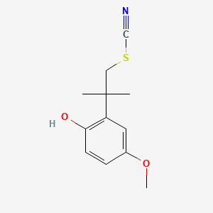 molecular formula C12H15NO2S B13847581 4-Methoxy-2-(2-methyl-1-thiocyanatopropan-2-yl)phenol 