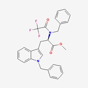 molecular formula C28H25F3N2O3 B13847617 N,N'-Dibenzyl-N-trifluoroacetyl-L-tryptophan Methyl Ester 