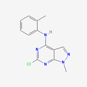 molecular formula C13H12ClN5 B1384770 6-chloro-1-methyl-N-(2-methylphenyl)-1H-pyrazolo[3,4-d]pyrimidin-4-amine CAS No. 100376-17-8