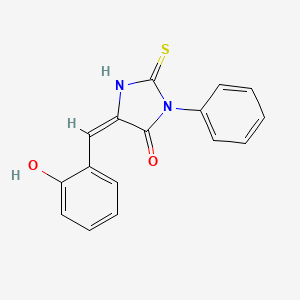 molecular formula C16H12N2O2S B1384771 5-(2-Hydroxybenzylidene)-2-mercapto-3-phenyl-3,5-dihydro-4H-imidazol-4-one CAS No. 301820-48-4