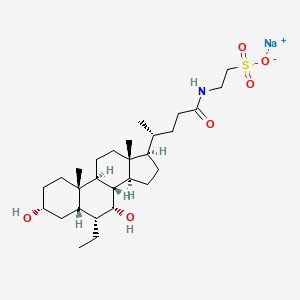 molecular formula C28H48NNaO6S B13847878 sodium;2-[[(4R)-4-[(3R,5S,6R,7R,8S,9S,10S,13R,14S,17R)-6-ethyl-3,7-dihydroxy-10,13-dimethyl-2,3,4,5,6,7,8,9,11,12,14,15,16,17-tetradecahydro-1H-cyclopenta[a]phenanthren-17-yl]pentanoyl]amino]ethanesulfonate 