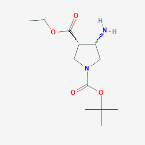 molecular formula C12H22N2O4 B1384790 (3S,4S)-Ethyl 1-Boc-4-aminopyrrolidine-3-carboxylate CAS No. 1161742-89-7