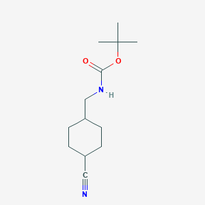 molecular formula C13H22N2O2 B1384792 trans-4-N-Boc-Aminomethyl-cyclohexanecarbonitrile CAS No. 473923-79-4