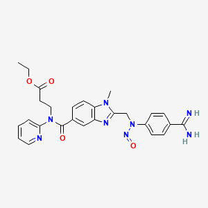 molecular formula C27H28N8O4 B13848406 Ethyl 3-(2-(((4-carbamimidoylphenyl)(nitroso)amino)methyl)-1-methyl-N-(pyridin-2-yl)-1H-benzo[d]imidazole-5-carboxamido)propanoate 