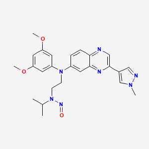molecular formula C25H29N7O3 B13848510 N-(2-((3,5-dimethoxyphenyl)(3-(1-methyl-1H-pyrazol-4-yl)quinoxalin-6-yl)amino)ethyl)-N-isopropylnitrous amide 