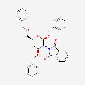 molecular formula C35H33NO6 B13848574 Benzyl 2-Deoxy-2-phthalimido-4-deoxy-3,6-di-O-benzyl-b-D-glucopyranoside 