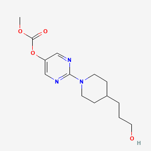 molecular formula C14H21N3O4 B13848578 2-(4-(3-hydroxypropyl)piperidin-1-yl)pyrimidin-5-yl Methyl Carbonate 