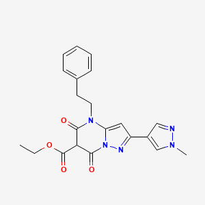 molecular formula C21H21N5O4 B13848790 Ethyl 2-(1-methyl-1H-pyrazol-4-yl)-5,7-dioxo-4-phenethyl-4,5,6,7-tetrahydropyrazolo[1,5-a]pyrimidine-6-carboxylate 