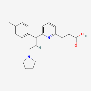 molecular formula C22H26N2O2 B13848975 (E)-3-(6-(3-(Pyrrolidin-1-yl)-1-(p-tolyl)prop-1-en-1-yl)pyridin-2-yl)propanoic Acid 