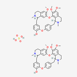 molecular formula C74H82N4O16S B13850734 sulfuric acid;(1R,14S)-20,21,25-trimethoxy-15,30-dimethyl-8,23-dioxa-15,30-diazaheptacyclo[22.6.2.29,12.13,7.114,18.027,31.022,33]hexatriaconta-3(36),4,6,9(35),10,12(34),18,20,22(33),24,26,31-dodecaen-6-ol 