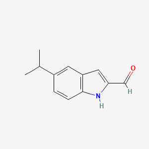 molecular formula C12H13NO B13850926 5-propan-2-yl-1H-indole-2-carbaldehyde 