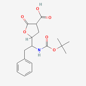 molecular formula C18H23NO6 B13851023 5-[1-[(2-Methylpropan-2-yl)oxycarbonylamino]-2-phenylethyl]-2-oxooxolane-3-carboxylic acid 