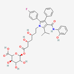 molecular formula C39H43FN2O12 B13851155 (3R,6S)-6-[(3R,5R)-7-[2-(4-fluorophenyl)-4-[(2-hydroxyphenyl)carbamoyl]-3-phenyl-5-propan-2-ylpyrrol-1-yl]-3,5-dihydroxyheptanoyl]oxy-3,4,5-trihydroxyoxane-2-carboxylic acid 