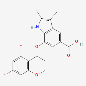molecular formula C20H17F2NO4 B13851221 7-((5,7-Difluorochroman-4-yl)oxy)-2,3-dimethyl-1H-indole-5-carboxylic Acid 